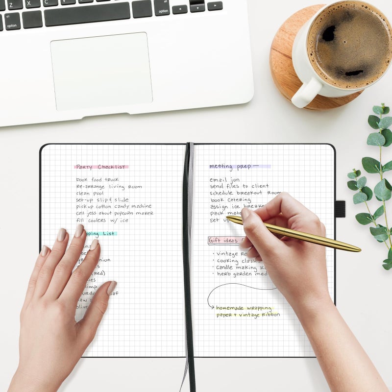 ⩓ Per Se Graph Journal Notebook، 160 صفحة، 5.7 × 8 بوصة مجلات ورقية سميكة مسطرة بالكلية للكتابة، دفتر ملاحظات بغلاف شبكي (حزمة واحدة، أسود) - Image 5